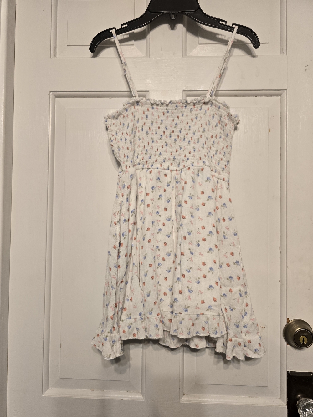 Arden B White Smocked Floral Camisole with Blue & Pink Print